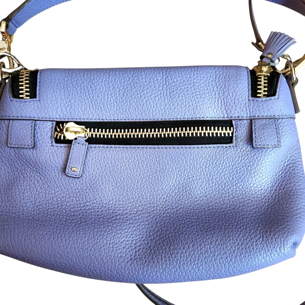 ANYA HINDMARCH Maxi Zip Satchel Leather Shoulder Bag 2Way Ribbon Tassel  Violet